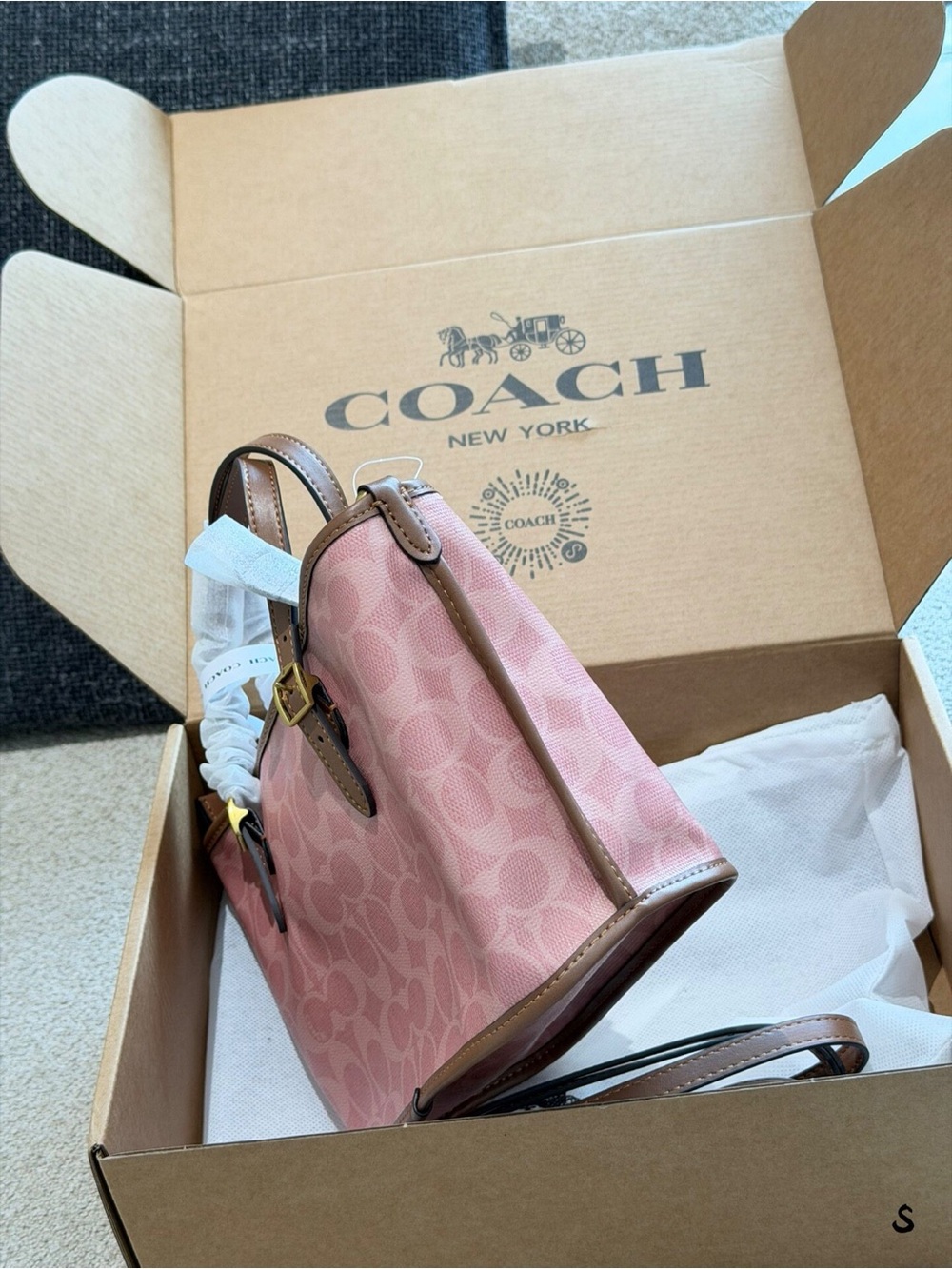 Coach Taxi 21 Tote Bag in Pink Signature Canvas with Leather Trim - Picture 4 of 7